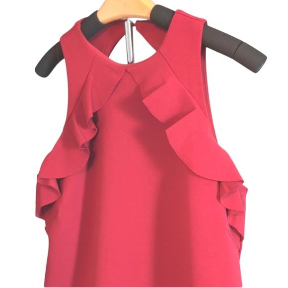 Old Navy Red Dress Size S Ruffle Shoulder Peek-a-Boo Back Excellent Condition - Picture 7 of 8